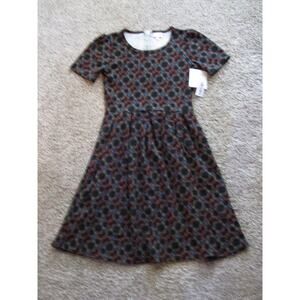 New LuLaRoe Amelia Knee length Dress womans Small Black Butterfly‎ with Pockets!